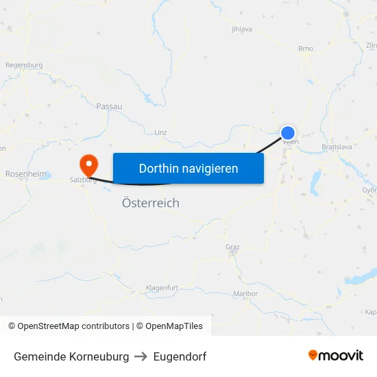 Gemeinde Korneuburg to Eugendorf map