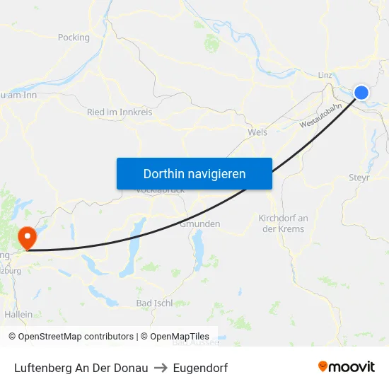 Luftenberg An Der Donau to Eugendorf map