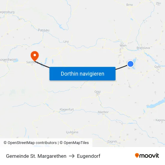 Gemeinde St. Margarethen to Eugendorf map