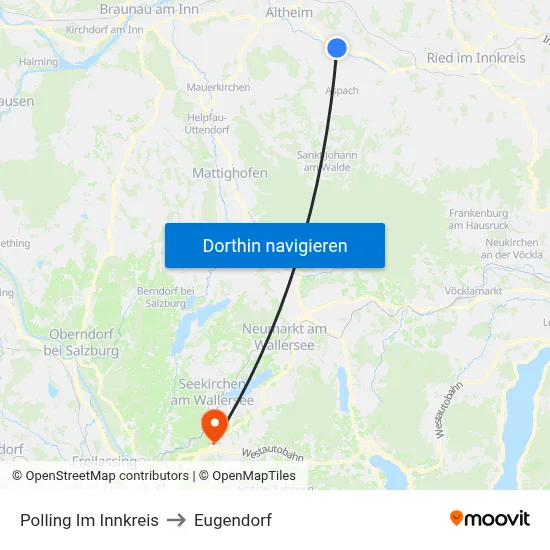 Polling Im Innkreis to Eugendorf map