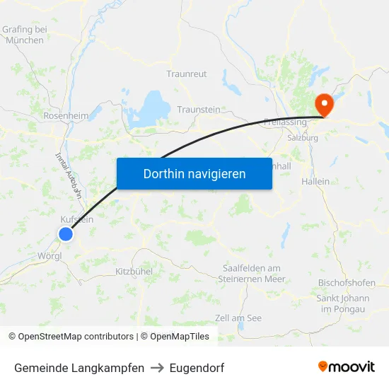 Gemeinde Langkampfen to Eugendorf map