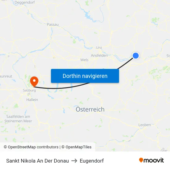 Sankt Nikola An Der Donau to Eugendorf map