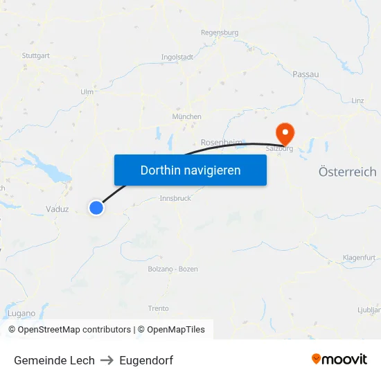 Gemeinde Lech to Eugendorf map
