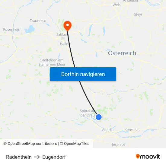Radenthein to Eugendorf map