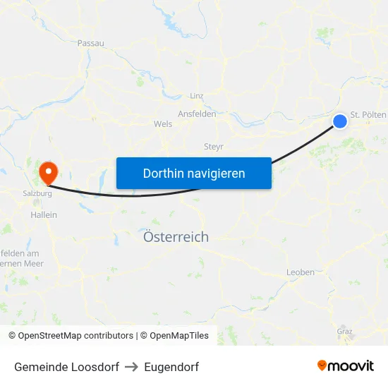 Gemeinde Loosdorf to Eugendorf map