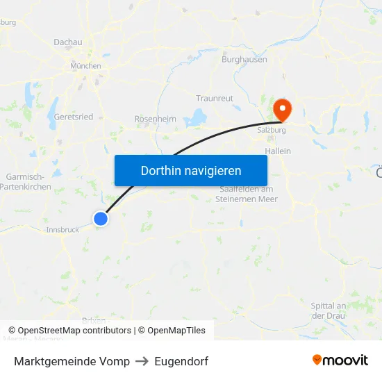 Marktgemeinde Vomp to Eugendorf map