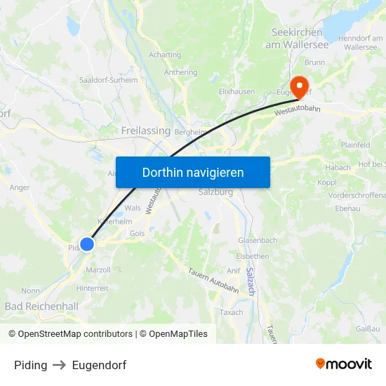 Piding to Eugendorf map