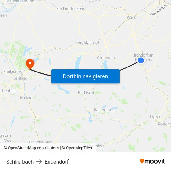 Schlierbach to Eugendorf map