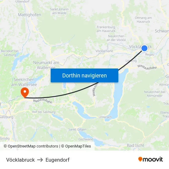 Vöcklabruck to Eugendorf map