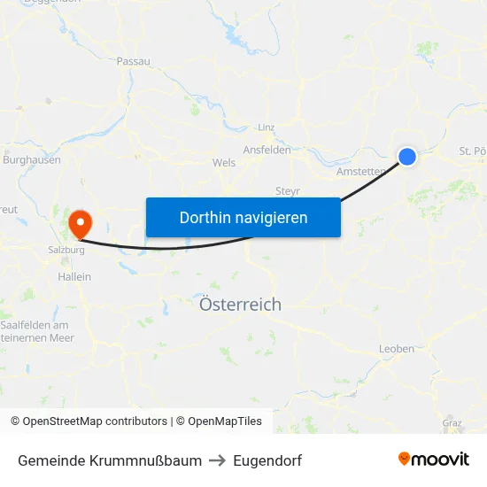Gemeinde Krummnußbaum to Eugendorf map