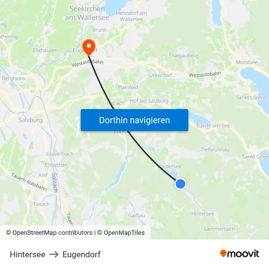Hintersee to Eugendorf map