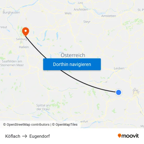 Köflach to Eugendorf map