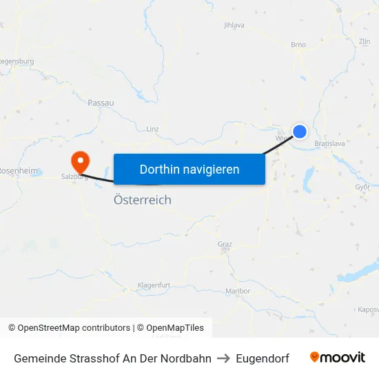 Gemeinde Strasshof An Der Nordbahn to Eugendorf map