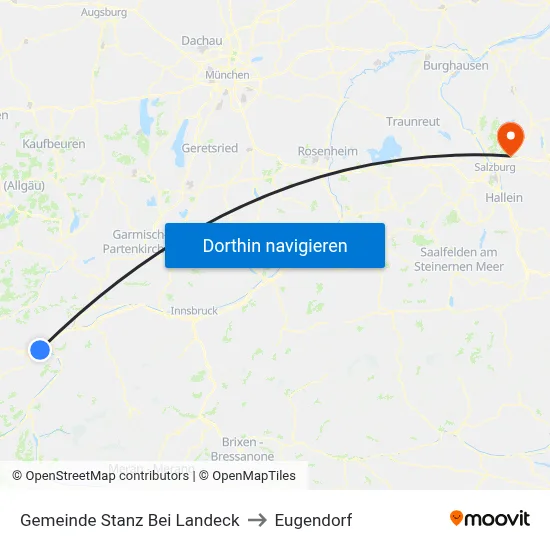 Gemeinde Stanz Bei Landeck to Eugendorf map