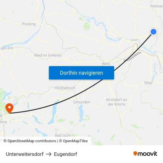 Unterweitersdorf to Eugendorf map