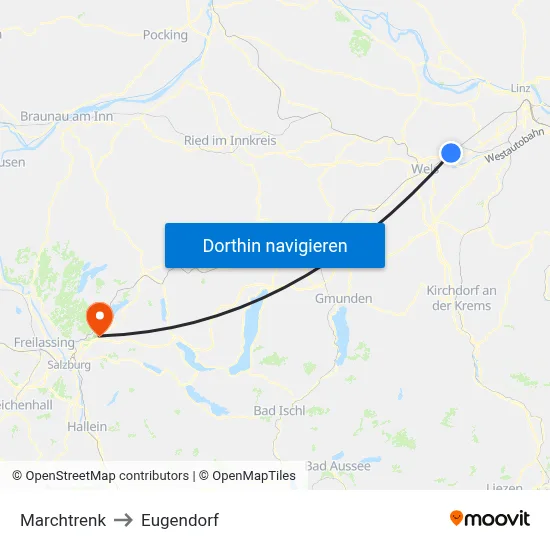 Marchtrenk to Eugendorf map