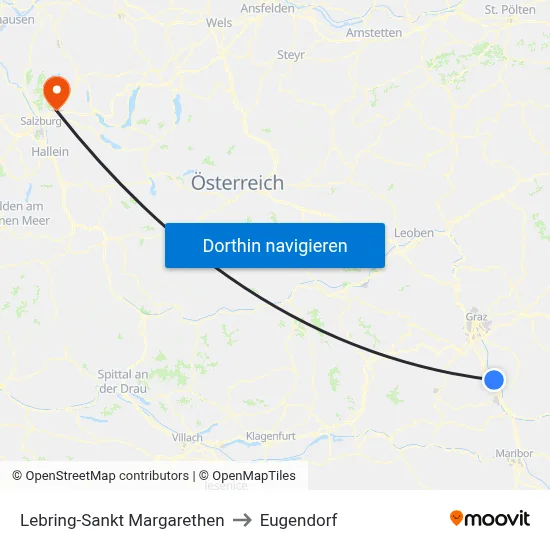 Lebring-Sankt Margarethen to Eugendorf map