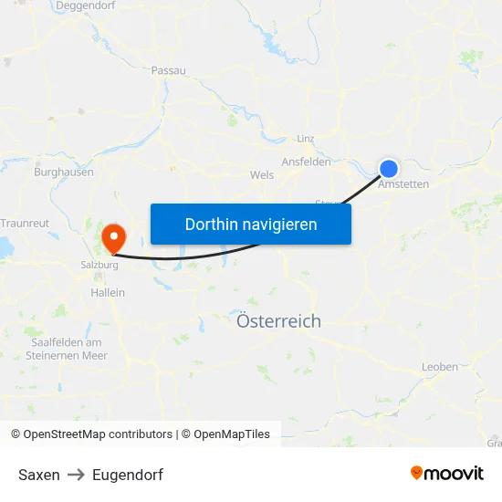 Saxen to Eugendorf map