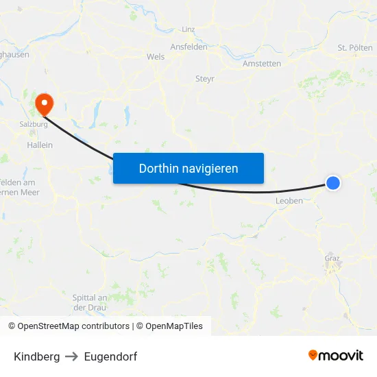 Kindberg to Eugendorf map