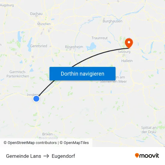 Gemeinde Lans to Eugendorf map