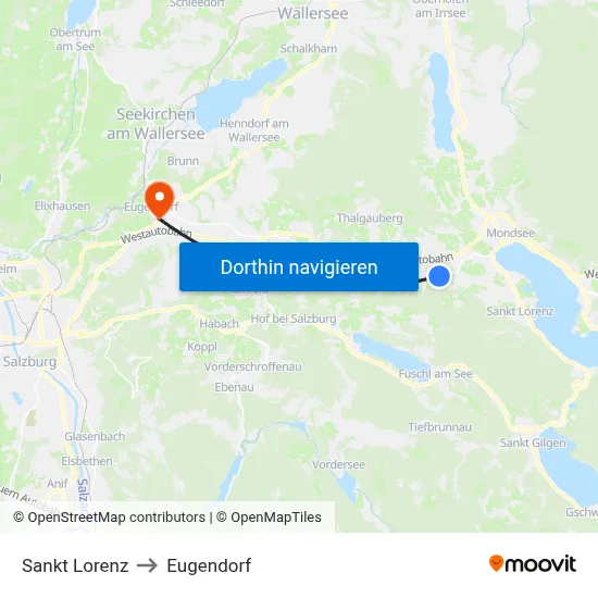 Sankt Lorenz to Eugendorf map