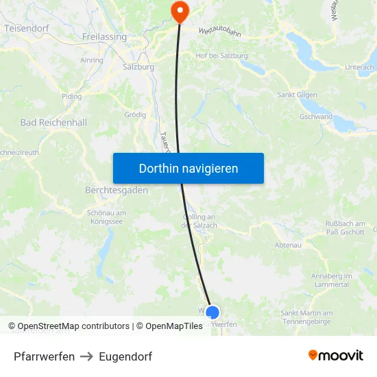Pfarrwerfen to Eugendorf map