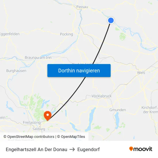 Engelhartszell An Der Donau to Eugendorf map