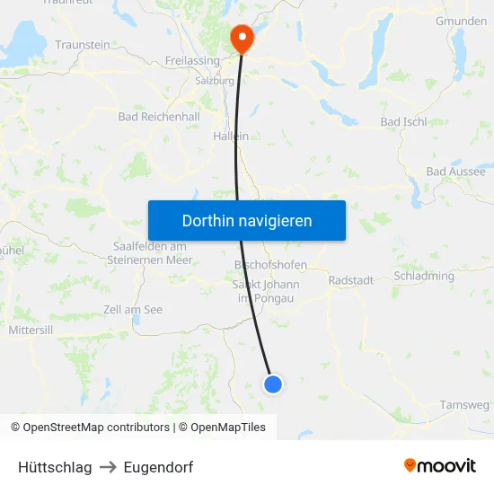 Hüttschlag to Eugendorf map