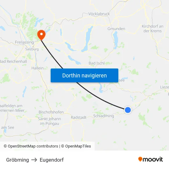 Gröbming to Eugendorf map