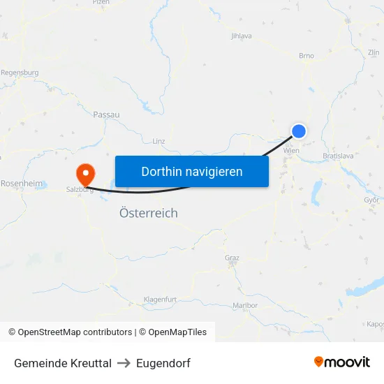 Gemeinde Kreuttal to Eugendorf map