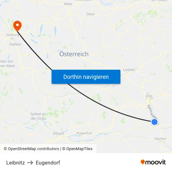 Leibnitz to Eugendorf map