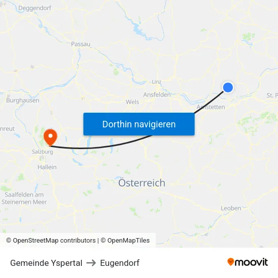 Gemeinde Yspertal to Eugendorf map