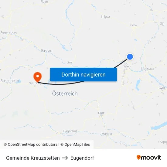Gemeinde Kreuzstetten to Eugendorf map