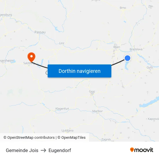 Gemeinde Jois to Eugendorf map