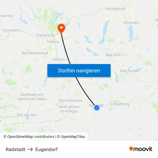 Radstadt to Eugendorf map