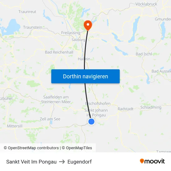 Sankt Veit Im Pongau to Eugendorf map