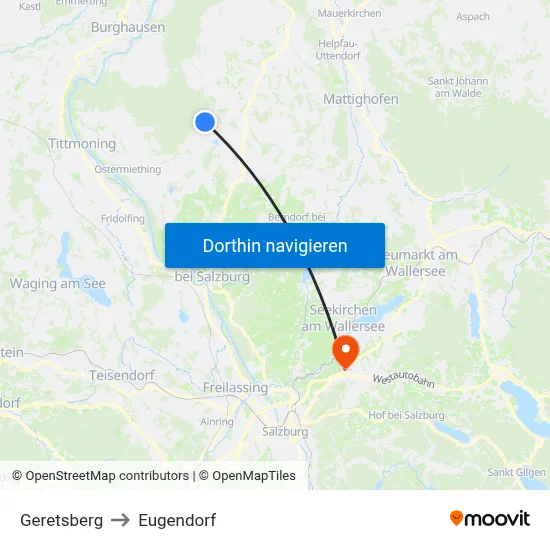 Geretsberg to Eugendorf map