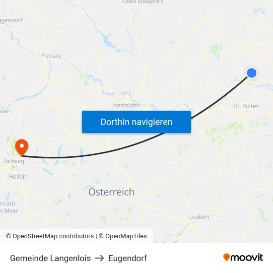 Gemeinde Langenlois to Eugendorf map