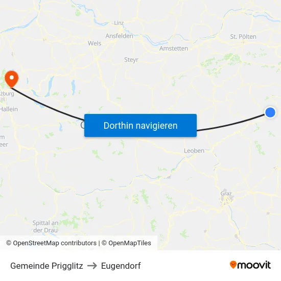 Gemeinde Prigglitz to Eugendorf map