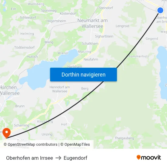 Oberhofen am Irrsee to Eugendorf map