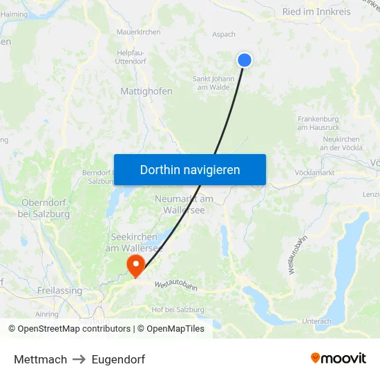 Mettmach to Eugendorf map