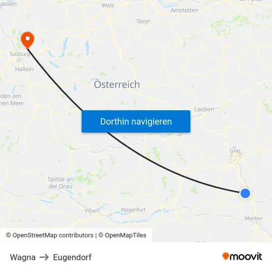 Wagna to Eugendorf map