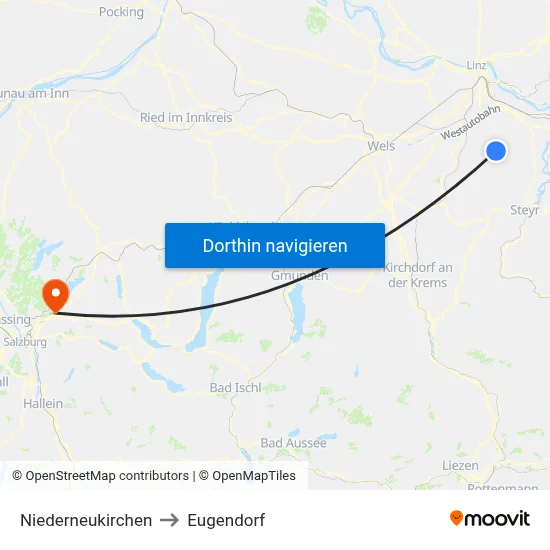 Niederneukirchen to Eugendorf map