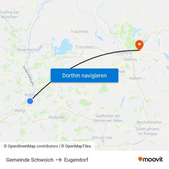 Gemeinde Schwoich to Eugendorf map