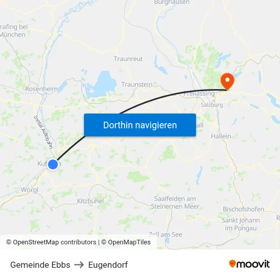 Gemeinde Ebbs to Eugendorf map