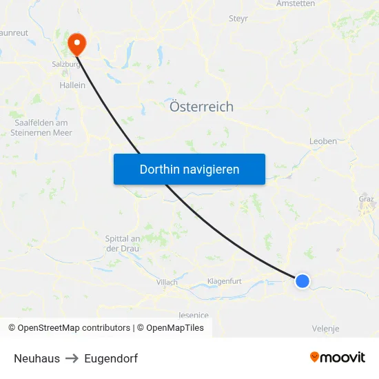 Neuhaus to Eugendorf map
