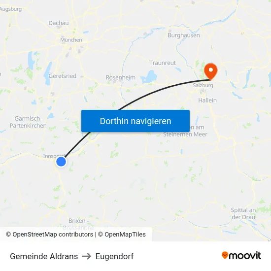 Gemeinde Aldrans to Eugendorf map
