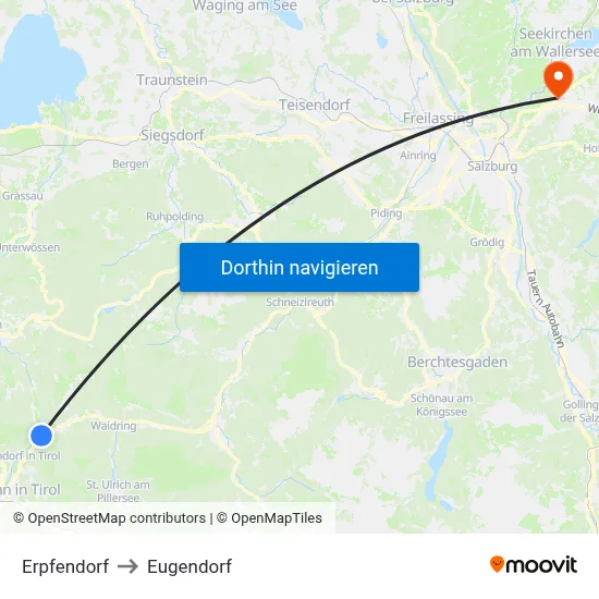 Erpfendorf to Eugendorf map