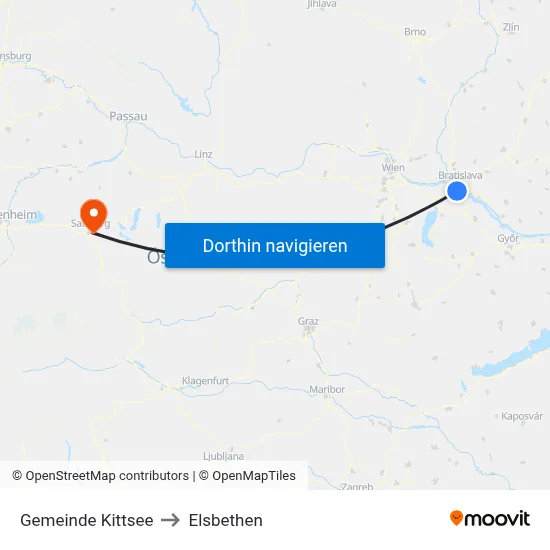 Gemeinde Kittsee to Elsbethen map