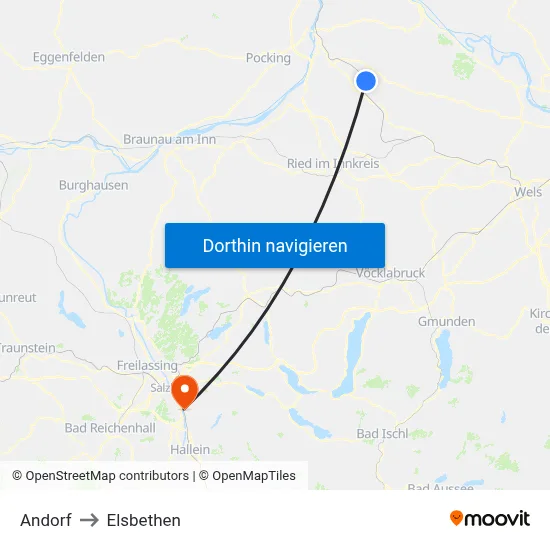 Andorf to Elsbethen map